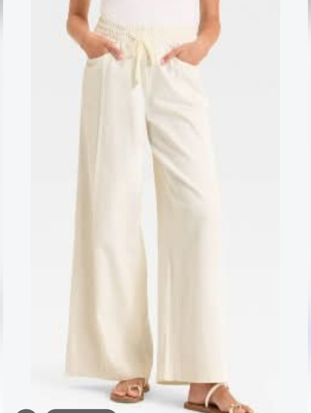 Universal Thread Cream Off White  Wide-Leg Drawstring Beach Pants